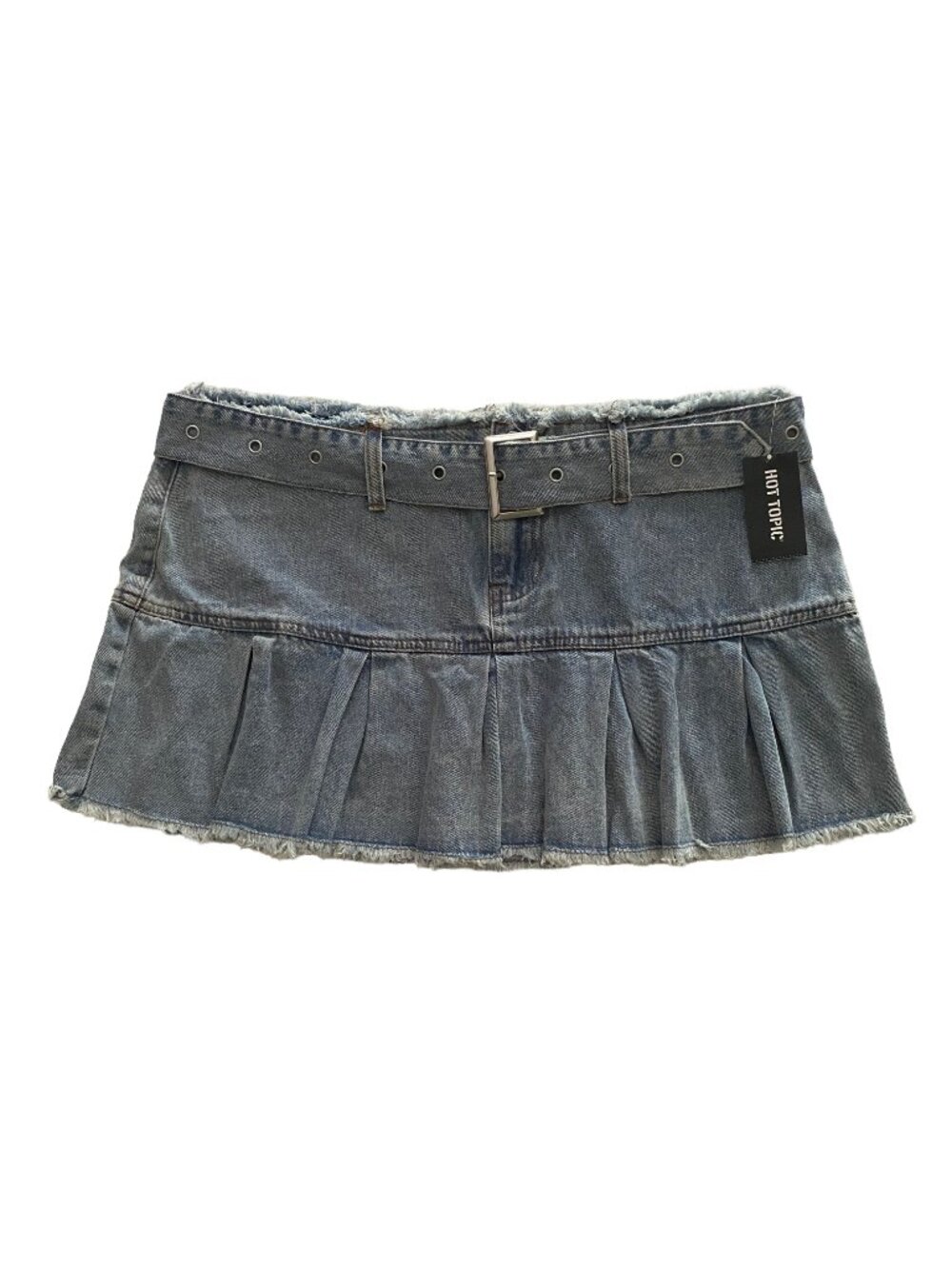 Hot Topic - Light Wash Pleated Denim Mini Skirt w/ Belt - Women's Size L (NWT)